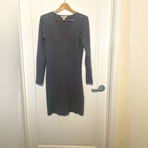 Gray knee length dress medium with mid length sleeves wool blend